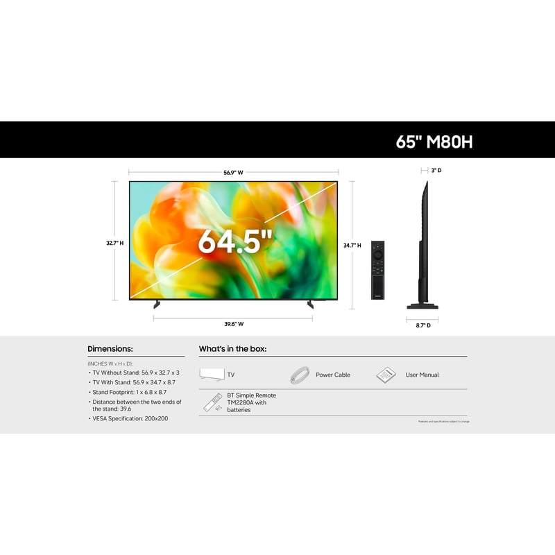 Samsung 65" Class M80H Series Mini LED 4K UHD Samsung Vision AI Smart Tizen TV (2026) - UN65M80HAFXZA gallery view