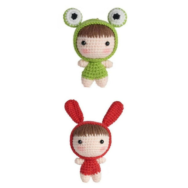 2x Principiante Crochet DIY Crochet Crea tu propia muñeca de crochet Crochet completo Rojo y verde