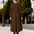 thumbnail image 4 of CYRBOKO Girls Dresses, Breathable Casual Long Sleeve A-line Mid-Length Dresses with Pockets Brown Size 4-5T, 4 of 6