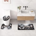 thumbnail image 4 of 4 Pcs Green Floral Butterfly Shower Curtain Sets with Non-Slip Rugs, Emerald Flower Toilet Lid Cover and Bath Mat, Vintage Bathroom Decor Set with Shower Curtain and Rugs(Hooks Not Included), 4 of 6
