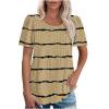 thumbnail image 7 of Puntoco Tops Blouses for women ,Womens Summer Tops Color Block Shirts Casual Crewneck Oversized Tshirts Ribbed Knit Tees Blouse Khaki XXL(XXL), 7 of 7