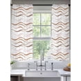 thumbnail image 2 of Brown Stripes Sheer Curtains 72 Inch Length 2 Panels Set Window Treatments, Minimalism Ombre Waves Abstract Textures Rod Pocket Semi Curtains for Living Room/Bedroom/Kitchen Décor, 104"W x 72"L, 2 of 7