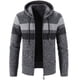 thumbnail image 4 of Suéter de punto para hombre, chaqueta con capucha gruesa con forro polar para otoño e invierno, chaqueta a rayas de gran tamaño, 4 of 5