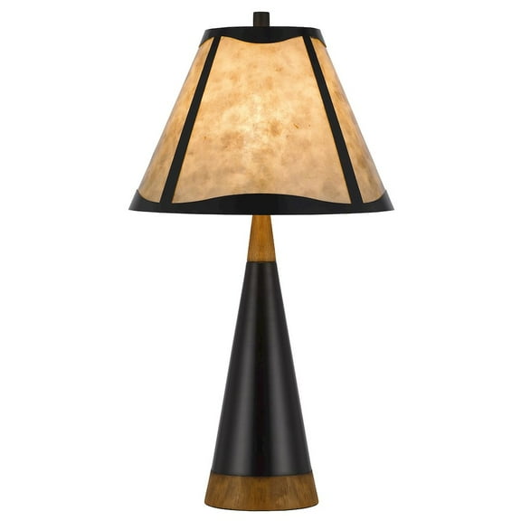 Cal Lighting 150W 3 Way Clemente Metal/Birch Wood Mica Table Lamp