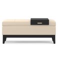 thumbnail image 4 of Oregon 42"W Rectangle Storage OttomanBench with Tray in Satin Cream Faux Leather, 4 of 15