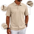 thumbnail image 4 of Men's Golf Polo Shirts Short Sleeve Collar Shirts Button Casual Lightweigt Fashion Work Polo Tee Solid Color Pullover Shirts,Brown L, 4 of 6
