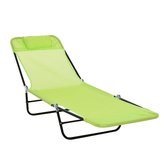 Outsunny Folding Chaise Lounge – Green Outdoor Patio Lounge Chair with Reclining Back & Mesh Seat – Perfect for Beach, Pool, Yard & Relaxation – Steel Frame, 264lb Capacity