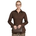 thumbnail image 5 of Women Fitted Button Down Shirt Cinched Waist Tops Long Sleeve Wrap Blouse Stylish Dressy Casual Outfit Brown L, 5 of 9