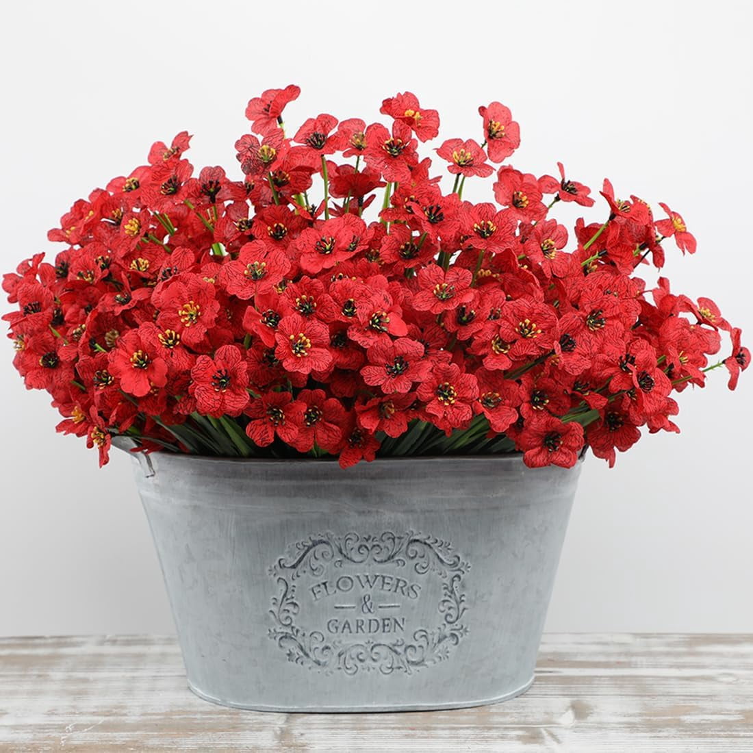 20 Bundles Artificial Flowers Outdoor Fake Flowers UV Resistant No Fade Boxwood Faux Plastic Shrubs Plants for Window Box Wedding Indoor Outside Hanging Planter Decoration (Yellow)