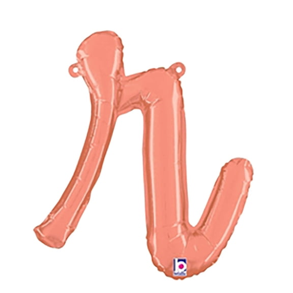 14 inch Script Letter R - Rose Gold (Air-Fill Only) Betallic Foil Mylar Balloon - Party Supplies Decorations