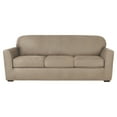 thumbnail image 2 of SureFit  Ultimate Stretch Leather 4 Piece Sofa Slipcover Rustic Birch, 2 of 2