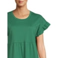 thumbnail image 3 of Time and Tru Women's Flutter Sleeve Tiered Dress, 3 of 5