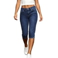 thumbnail image 4 of Lenpel Low Rise Capri Jeans for Women Straight Leg Stretch Denim Capri Cropped Pants Casual Comfy Streetwear Clothes(Dark Blue,Large), 4 of 7