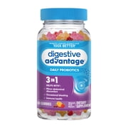 Digestive Advantage Daily Probiotic Gummies, Natural Fruit Flavors, Helps Protein Absorption, Supports Immune Health, Gut Health, 60 Gummies