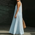 thumbnail image 4 of THDHVS Maxi Dress,Solid Color V Neck Sleeveless A Line Loose Flared Dress Casual Summer Daily Wear,Summer Dresses for Women Light Blue M, 4 of 7