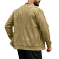 thumbnail image 4 of MXALUOB Bomber Jacket for Men Faux Suede Solid Color Ribbed Cuff Fashion Coats Full Zip Casual Regular Fit Flight Jacket with Pocket, 4 of 5