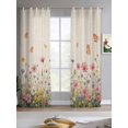 thumbnail image 2 of Watercolor Flowers Sheer Curtains 63 Inch Length 2 Panels Set for Living Room/Bedroom, Spring Daisy Floral Butterflly Beige Kitchen Curtains Grommet Semi-Sheer Curtains Window Treatments 42"x63"x2, 2 of 7