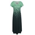thumbnail image 3 of DYMADE Women's Summer Printing Short Sleeve Round Neck Casual Maxi Dresses, 3 of 4