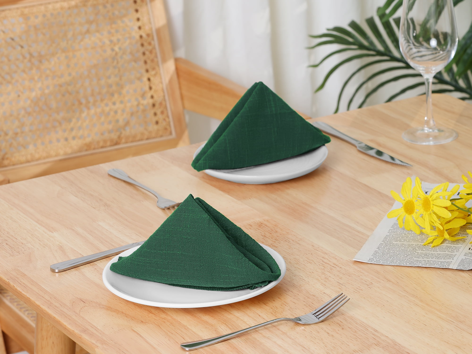 Unique Bargains 12 Pack Cotton Napkins, Great Napkins for Parties Dark Green