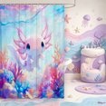 thumbnail image 2 of Manfei Ocean Axolotl Shower Curtain 72Wx78L,Colorful Amphibian Bath Curtain, 2 of 5
