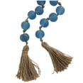 thumbnail image 5 of DecMode Handmade Round Frosted Beaded Teal Glass Garland with Tassel with Knotted Brown Jute, 5 of 11