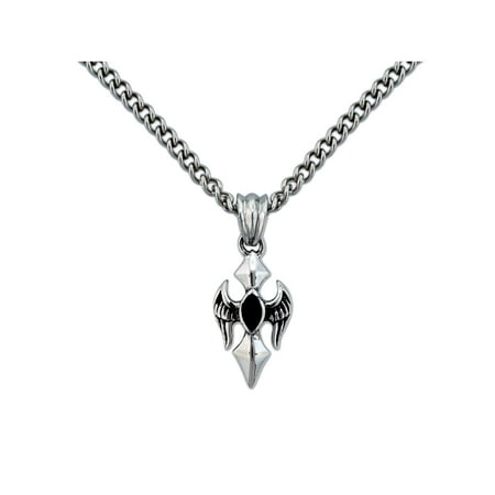 Men's Stainless Steel Winged Cross Pendant, 24