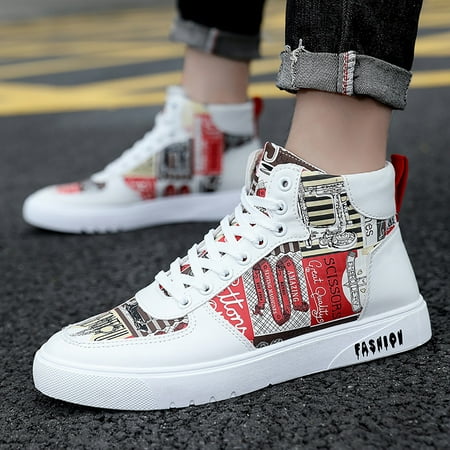 Casual Shoes Men Gifts For Birthday White Dress Shoes for Men Red Work Board Shoes High Top Hombre Zapatos Men Sneakers 41