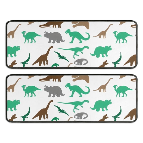 Kitchen Rugs Sets Of 2,Colorful Dinosaurs Silhouettes Pattern Anti Fatigue Kitchen Mat Rugs Non Slip Washable,Decorative Kitchen Floor Mats for Kitchen,Sink,Laundry,17"x47" 17"x47"