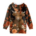 thumbnail image 5 of Xoenoiee Highland Cattle Flower Print Girls Long Hoodies Graphic Hooded Sweatshirt Kids Teens Pullover Dress Long Sleeve Shirt Fall Top Workout Casual Hoodie Outfits Sportswear, 9-10 Years, 5 of 7