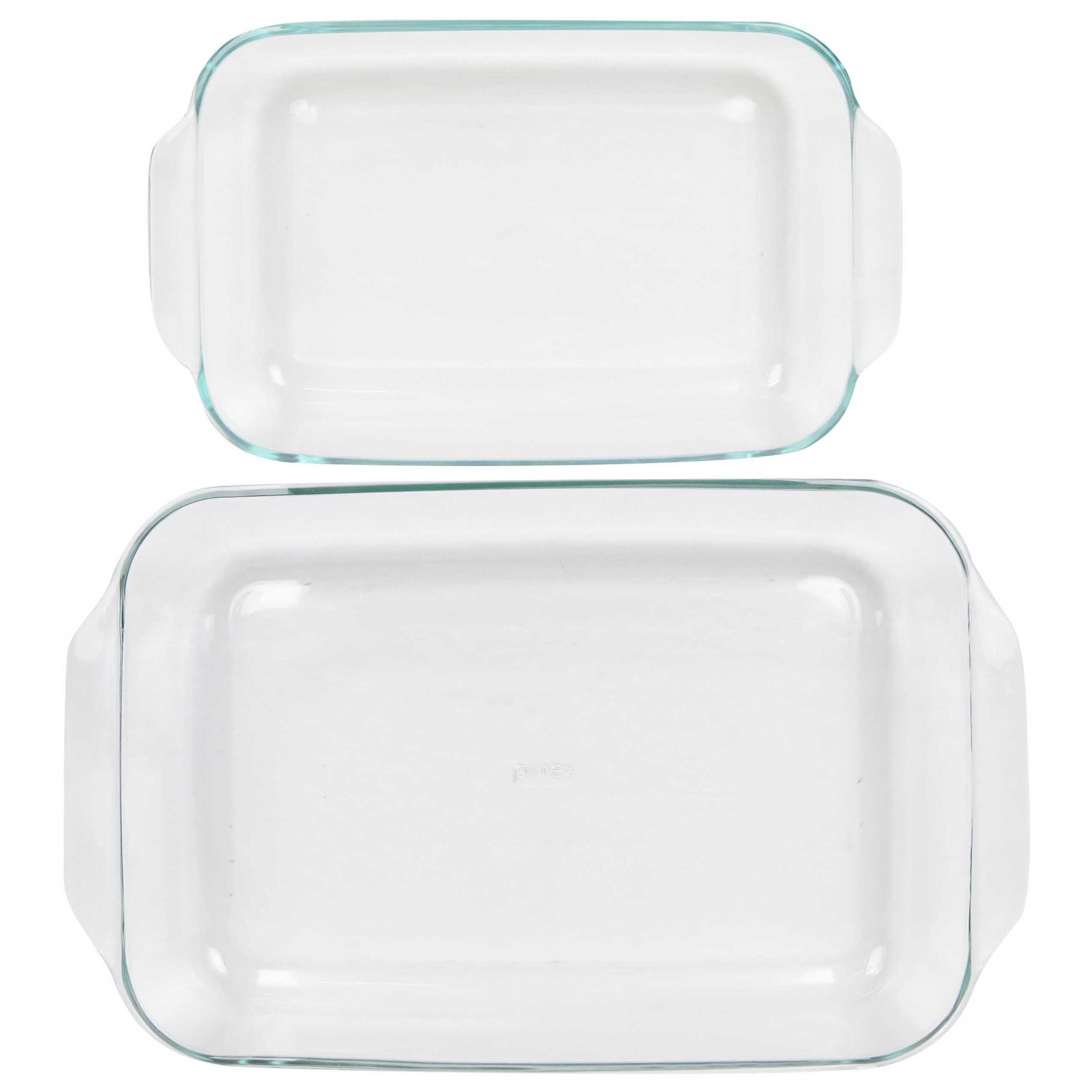 Pyrex 3-Quart Oblong Glass Baking Dish With Blue Lagoon Plastic Lid - Set Made In USA (233 & 233-PC)
