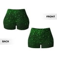 thumbnail image 6 of Yiaed Green Sparkling Print Women's Athletic Shorts Running Shorts Sporty Short High Waisted Elastic Workout Shorts for Yoga Gym Running & Sports -Medium, 6 of 8