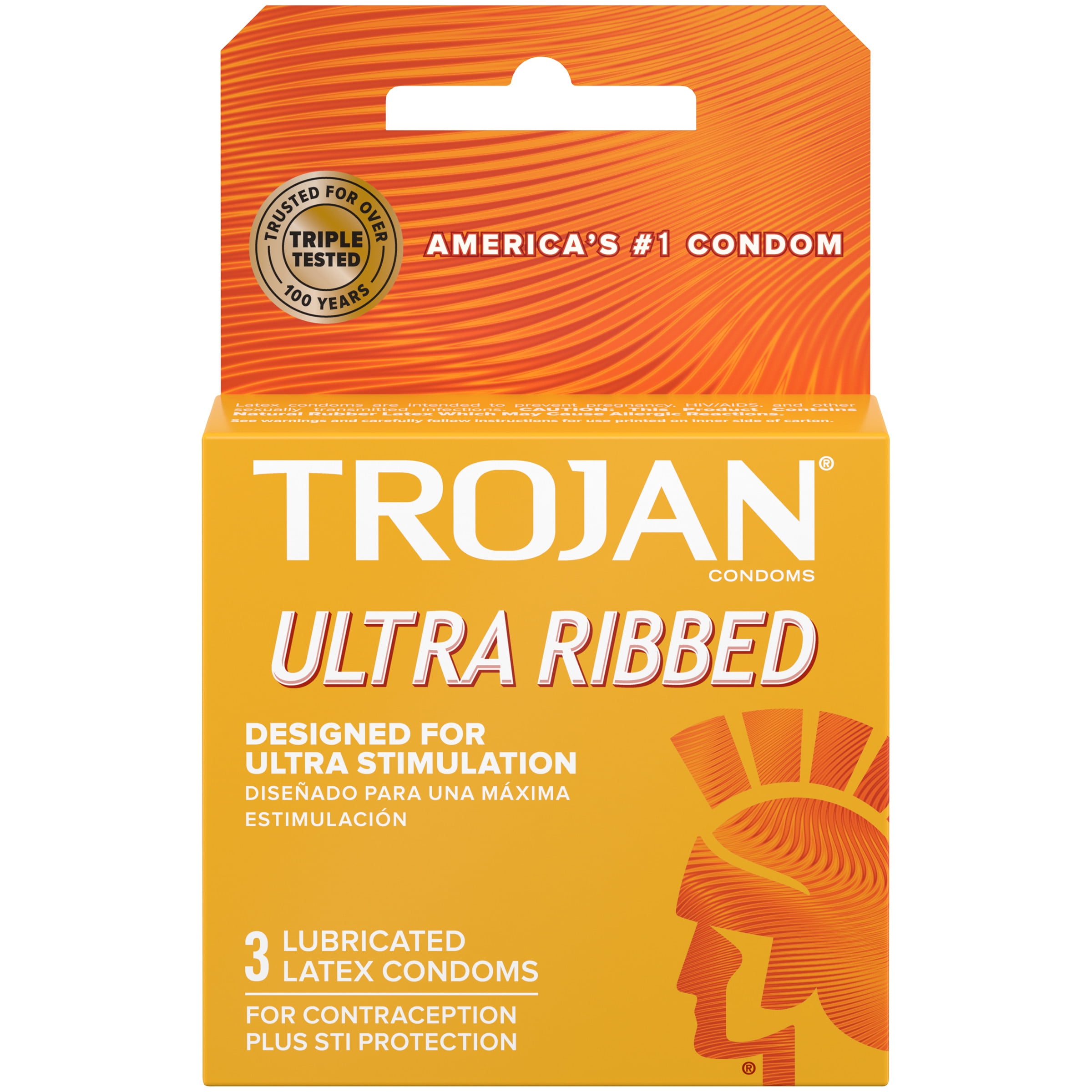 Trojan Stimulations Ultra Ribbed Lubricated Condom, 3ct