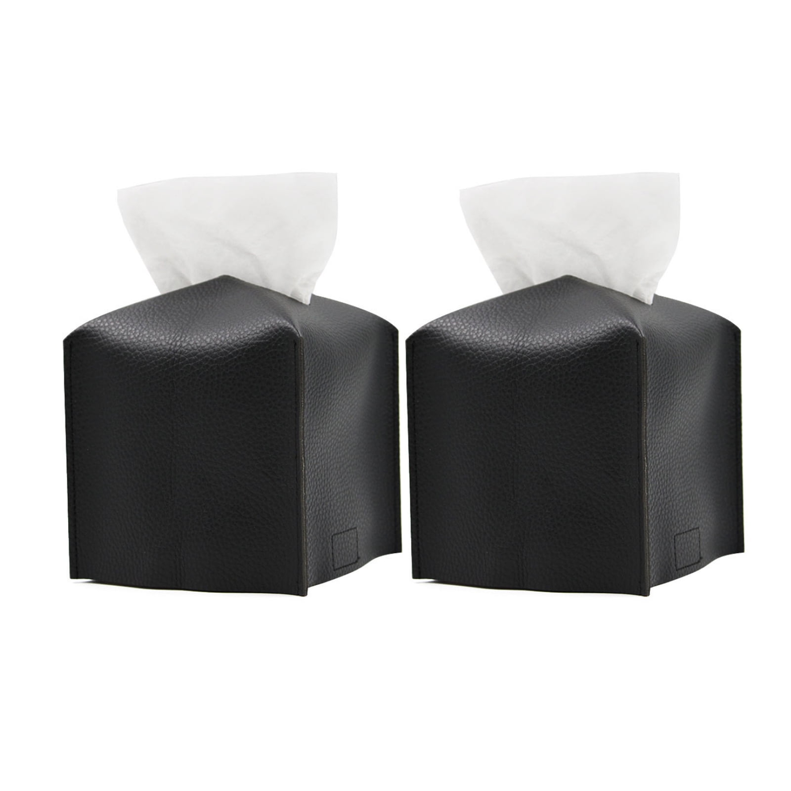 Tripumer 2Pcs Tissue Box Cover Modern Square PU Leather Tissue Box Cover Decorative Box Cover