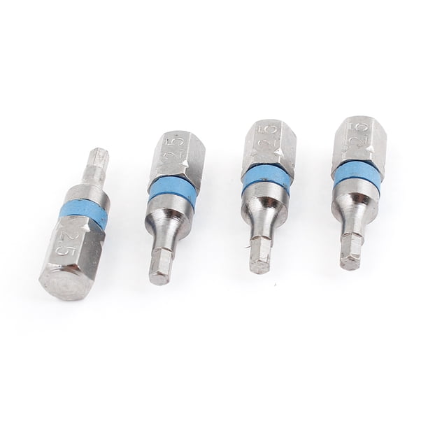 Juego de 4 puntas de destornillador hexagonal H2.5 de 2.5 mm, tono plateado y azul