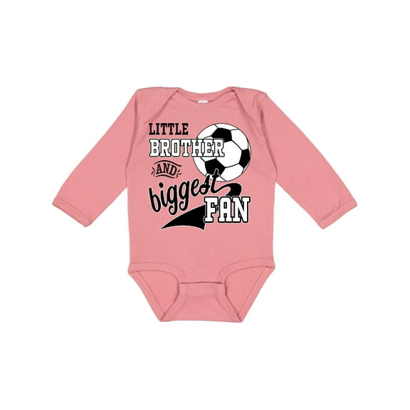 Inktastic Little Brother and Biggest Fan Soccer Player Boys Long Sleeve Baby Bodysuit