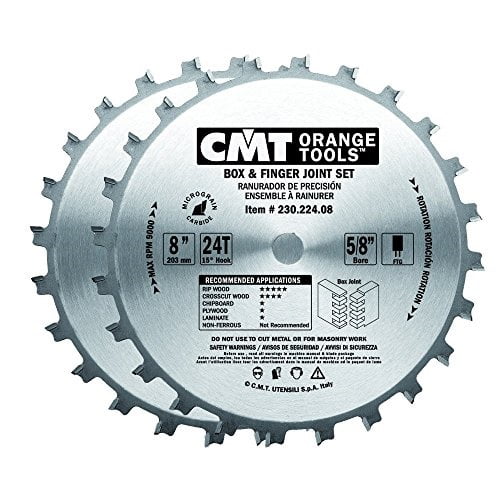 CMT 230.224.08 box and finger joint set, 8-inch diameter by 24 teeth ftg grind with 5/8-inch bore