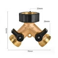 thumbnail image 2 of Apuakthei Conector de manguera de jardín de latón de 3/4", distribuidor en Y de 2 vías, conexión de grifo de 2 vías con válvulas de encendido/apagado, adaptador de grifo para el hogar, jardín y, 2 of 5
