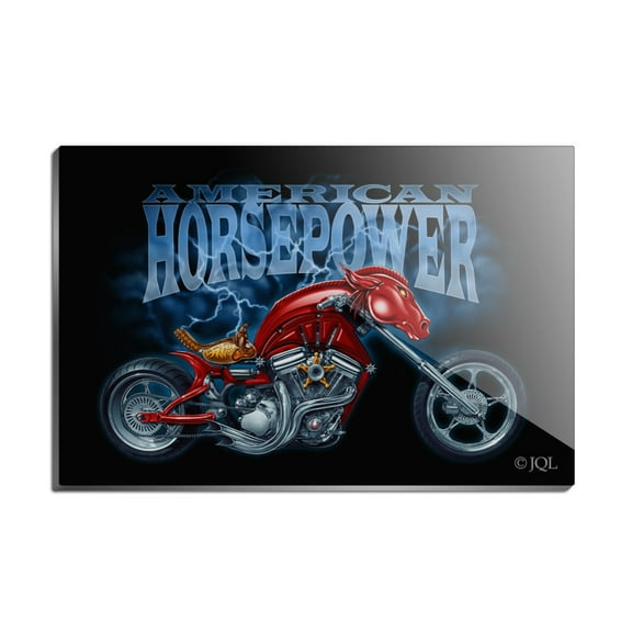 American Horsepower Biker Motorcycle Chopper Rectangle Acrylic Fridge Refrigerator Magnet