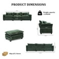 thumbnail image 2 of Gexpusm Convertible Sectional Sofa with Chaise, 112.59" Large Couch with Ottoman,3-Seat Sofa Sectional Couch Sets for Living Room, Apartment,Green, 2 of 6