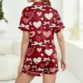 thumbnail image 5 of Dwralegc Valentines Pajamas for Women Set Love Heart Print Lapel Short Sleeve Button Down 2 Piece Pjs Shorts Set Loungewear Sleepwear Loose Fit Pajamas and Shorts Deep Red S, 5 of 5