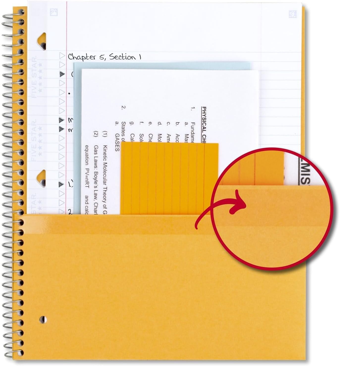General Spiral Notebook + Study App, 5 Subject, College Ruled Paper, 8-1/2" x 11", 200 Sheets, Fights Ink Bleed, Water Resistant Cover, Forest Green (72079) (Pack of 6)