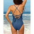 thumbnail image 2 of Charmo Womens Ruffle One Piece Swimsuits Cutout High Cut Bathing Monokini, 2 of 6