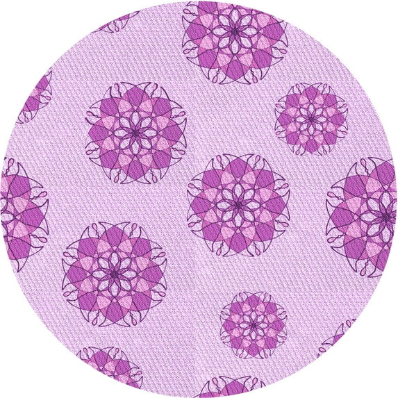 Ahgly Company Indoor Round Patterned Blossom Pink Area Rugs, 3' Round