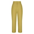 thumbnail image 5 of LLYwey Trousers Pants For Women Fashion Women's High Waist Waist Zipper Straight Leg Solid Color Casual Pants Female Casual Pants Long Pant Style H2612 Yellow XXL, 5 of 6