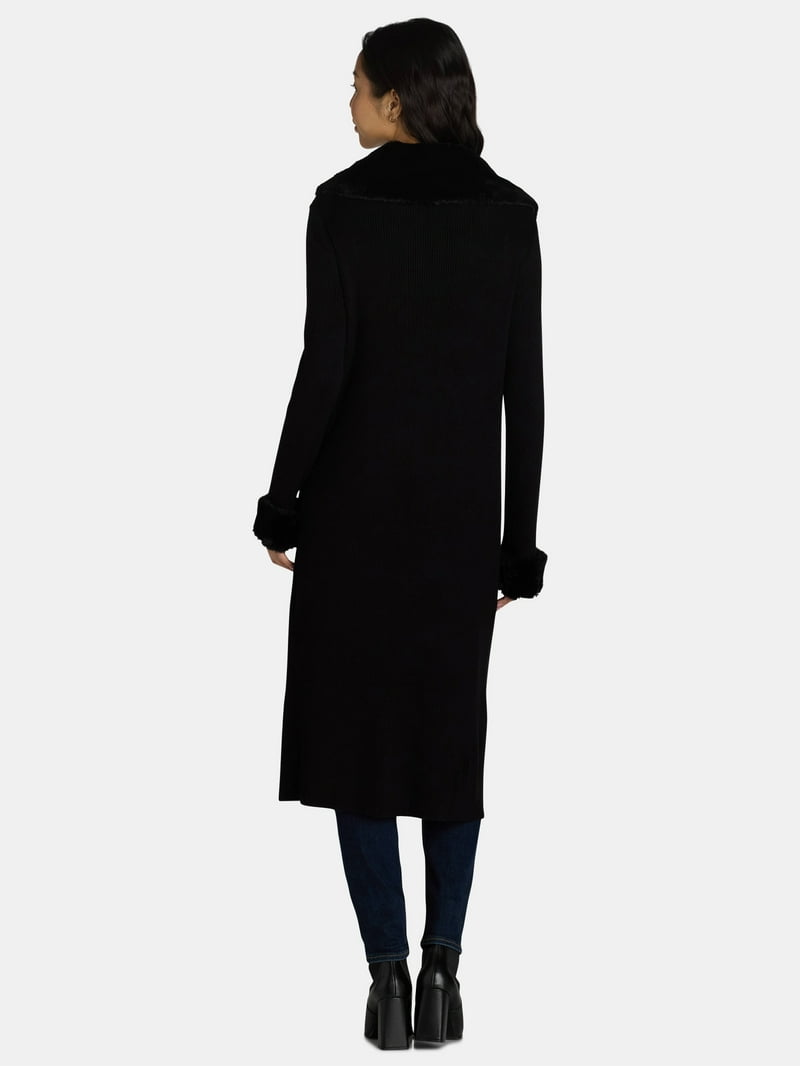 Madden NYC women's Plus Faux Fur Trim Duster - Fall Fashion