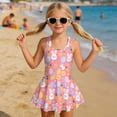 thumbnail image 3 of DISNIMO Bunny Flower Printed Girls' Sleeveless Swimsuits Easter Egg Print One Piece Swimwear Skirted Soft Stretch Swim Dress Quick Dry U Neck Bathing Suit, 3 of 8