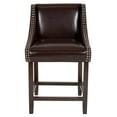 thumbnail image 6 of Emma + Oliver 24" High Walnut Counter Height Stool with Accent Nail Trim in Brown LeatherSoft, 6 of 11