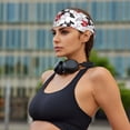 thumbnail image 4 of red white flowers black Headbands for Women Men, Workout Elastic Sweat Band for Yoga Running Cycling Gym Exercise Non Slip Head Bands for Women's Hair, 4 of 5