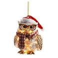 thumbnail image 2 of Owl Christmas Decorations - Festive Owl with Glasses Hanging Ornaments for Xmas Tree, Home Party Decor, Indoor Outdoor Holiday and New Year Decorations, 2 of 7