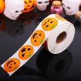 thumbnail image 4 of 2 rollos de 1000 pegatinas de Halloween pegatinas de linterna de calabaza JM, 4 of 5